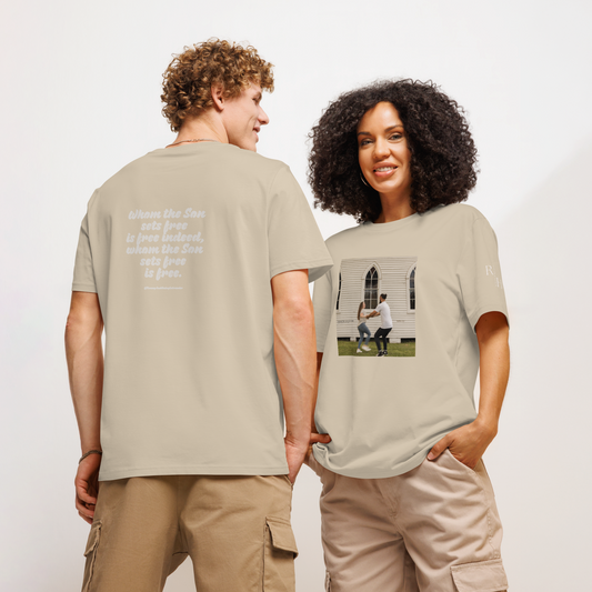 Sand Unisex Organic "Whom The Son Sets Free" T-Shirt
